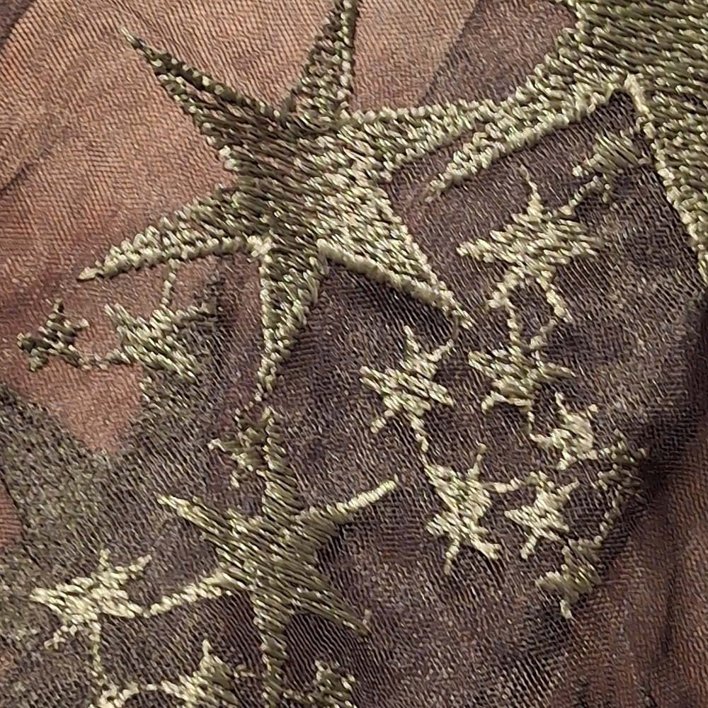 Romwe Black Mesh Sheer Embroidered Stars Maxi Cover-up Skirt Women Size Medium - Picture 9 of 16